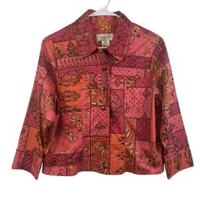 Vintage Pink Patchwork Paisley Floral Susan Bristol Jacket Sequin Beads Boho